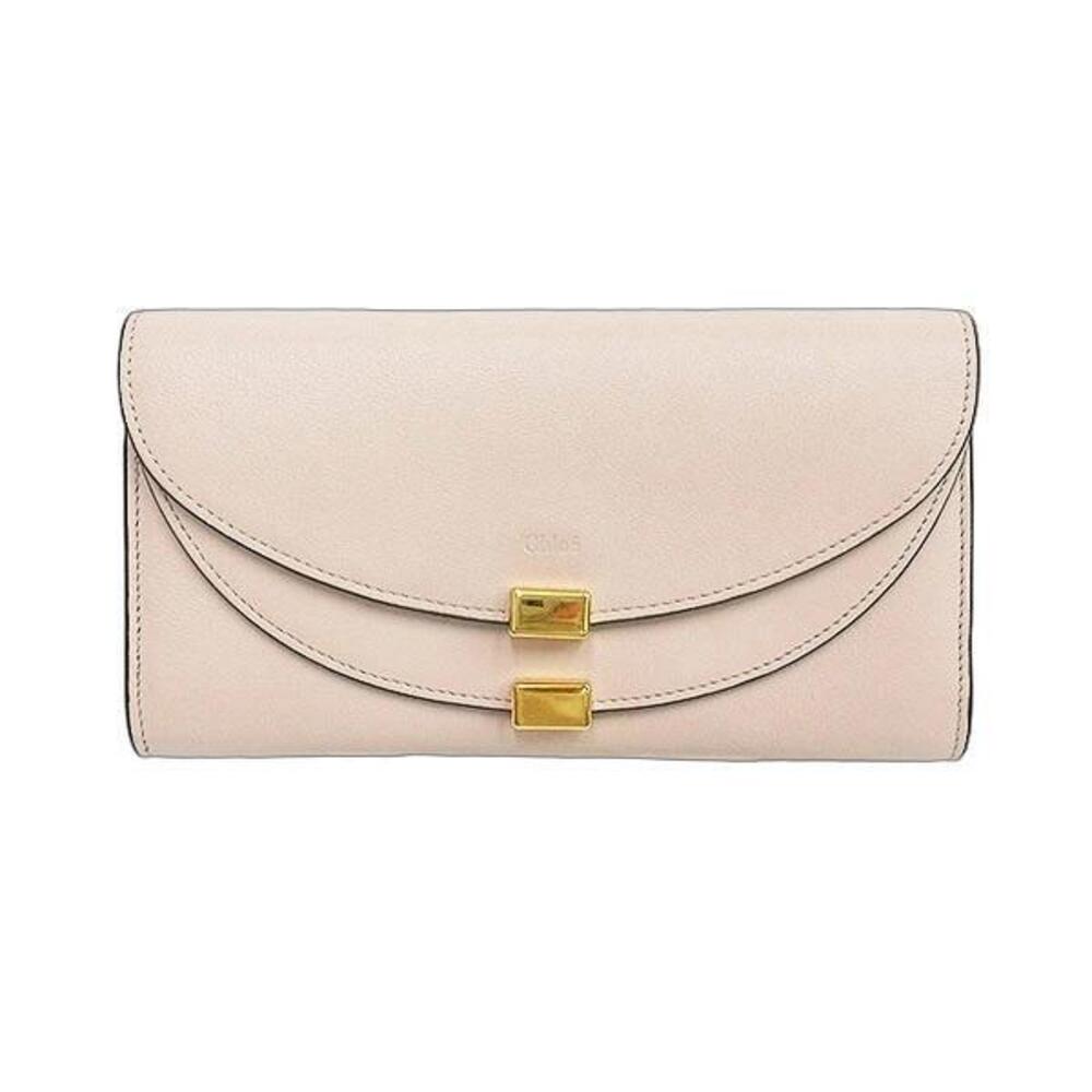 Chloe Georgia Flap Long Wallet Beige Leather